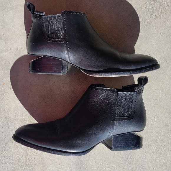 Alexander Wang Kori Bootie With Rhodium Leather Black Chelsea Ankle Cutout 37.5 - Picture 6 of 16